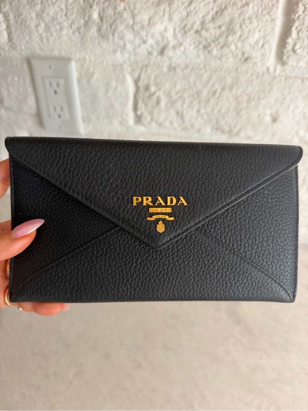 Prada Black Leather Envelope Wallet